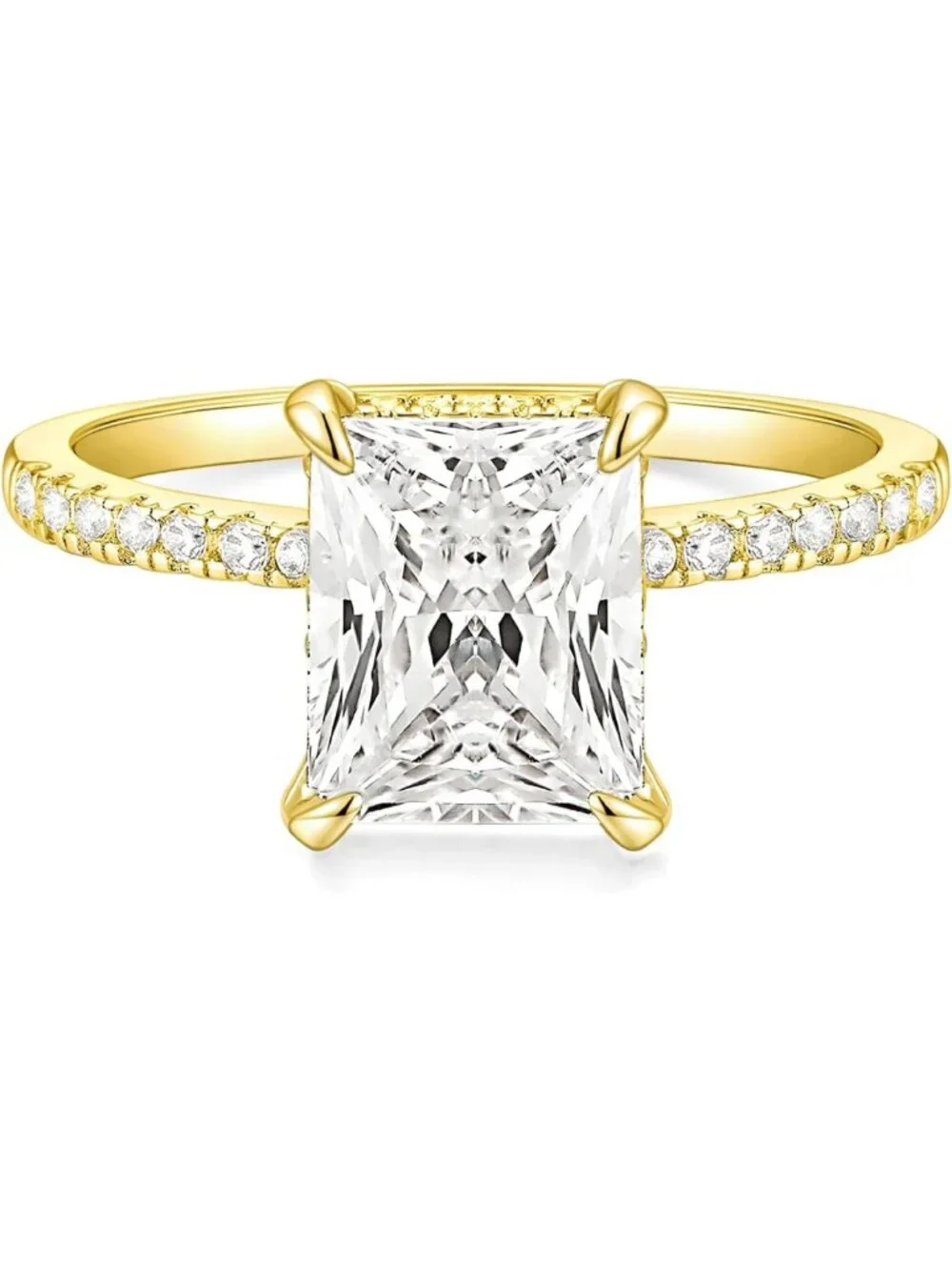 Stunning 4CT Radiant Cut CZ Engagement Ring & Wedding Band, Sizes 3-13